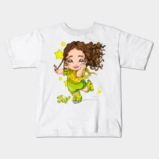 Cute girl playing roller skates | Joy Kids T-Shirt